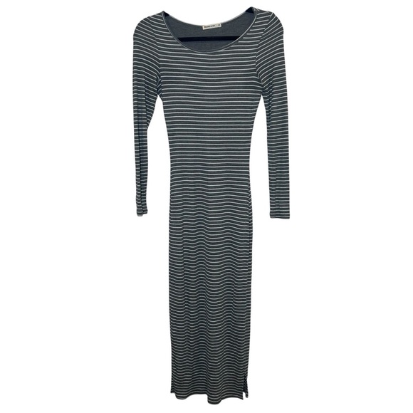 Marine Layer Longsleeve Lexi Midi Dress in Grey/White Stripe size XS bodycon - Picture 3 of 7